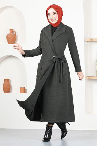 moda selvim Overcoat NYA2411-M Khaki - Thumbnail