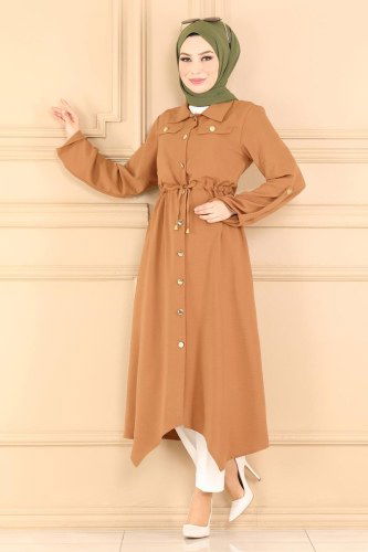 moda selvim Overcoat PL7066 Light Tan - Thumbnail