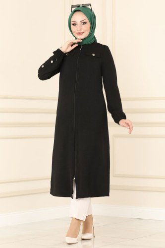 moda selvim PL8041 اسود ملابس قصيره - Thumbnail