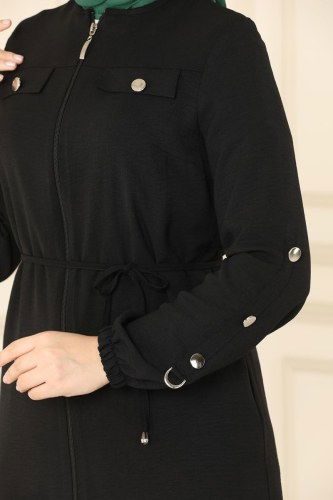 moda selvim PL8041 اسود ملابس قصيره - Thumbnail