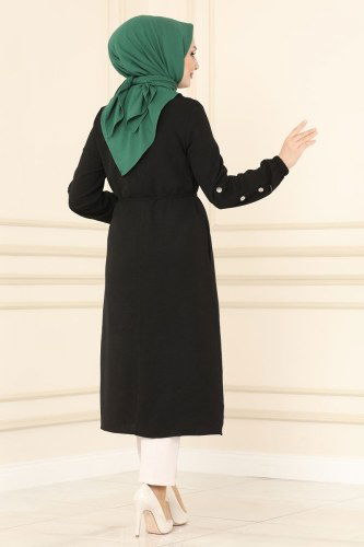 moda selvim PL8041 اسود ملابس قصيره - Thumbnail