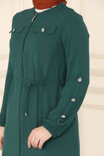 moda selvim Overcoat PL8041 Emerald - Thumbnail