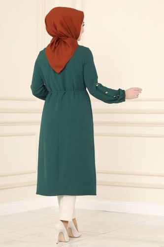 moda selvim Overcoat PL8041 Emerald - Thumbnail