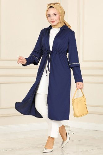 moda selvim Overcoat PL9015 Navy Blue - Thumbnail
