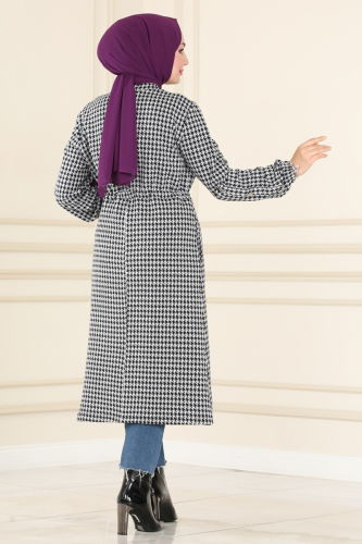 moda selvim Overcoat PL9035 Goosefoot Gray & Black - Thumbnail