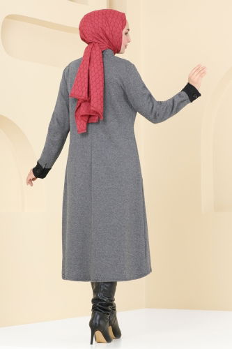 moda selvim Overcoat PL9081 Gray - Thumbnail