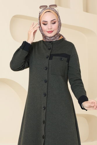 moda selvim Overcoat PL9081 Khaki - Thumbnail