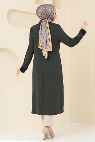 moda selvim Overcoat PL9081 Khaki - Thumbnail