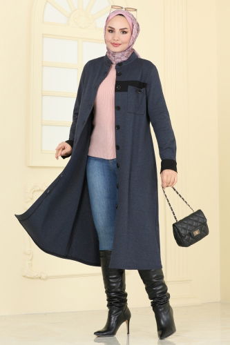 P.L. - Overcoat PL9081 Navy Blue