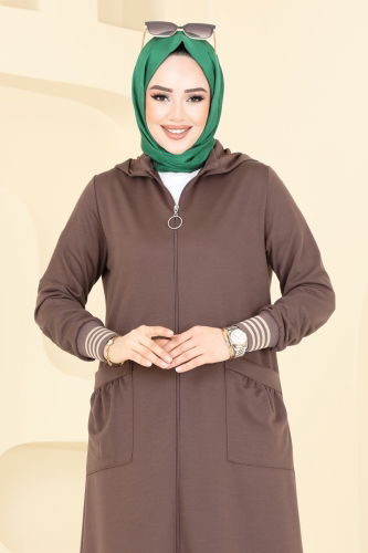 moda selvim Overcoat PL9109 Brown - Thumbnail