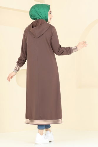 moda selvim Overcoat PL9109 Brown - Thumbnail