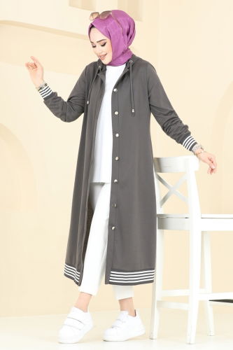 moda selvim Overcoat PL9111 Anthracite - Thumbnail