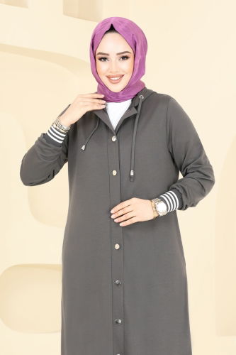 moda selvim Overcoat PL9111 Anthracite - Thumbnail