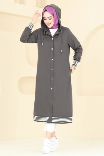 moda selvim Overcoat PL9111 Anthracite - Thumbnail