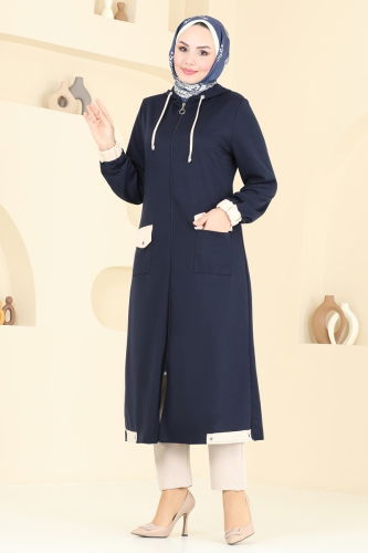 moda selvim Overcoat PL9122 Navy Blue - Thumbnail