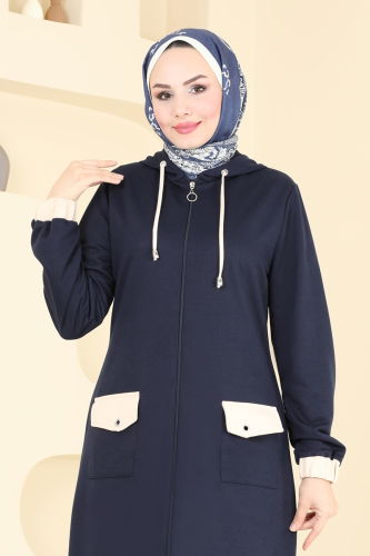 moda selvim Overcoat PL9122 Navy Blue - Thumbnail