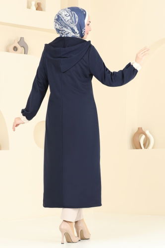 moda selvim Overcoat PL9122 Navy Blue - Thumbnail