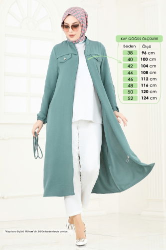 moda selvim Overcoat PL9131 Mint - Thumbnail