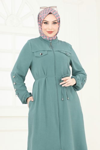 moda selvim Overcoat PL9131 Mint - Thumbnail