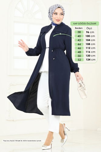 moda selvim Overcoat PL9131 Navy Blue - Thumbnail