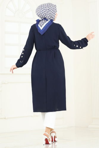 moda selvim Overcoat PL9131 Navy Blue - Thumbnail