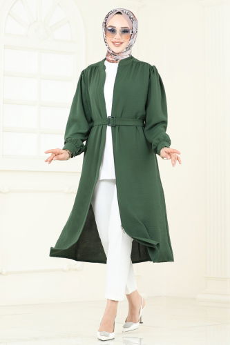 moda selvim Overcoat PL9132 Khaki - Thumbnail