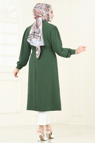 moda selvim Overcoat PL9132 Khaki - Thumbnail