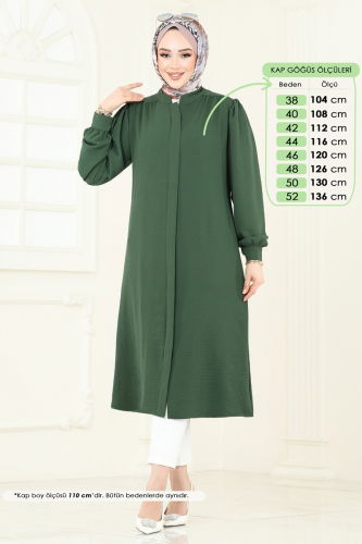 moda selvim Overcoat PL9132 Khaki - Thumbnail