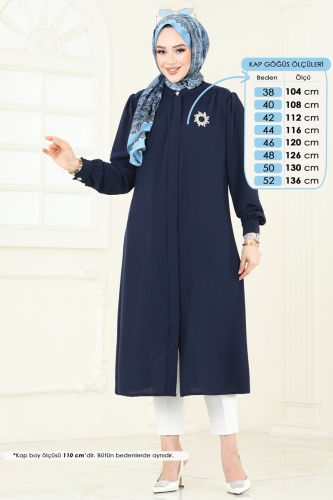 moda selvim Overcoat PL9132 Navy Blue - Thumbnail