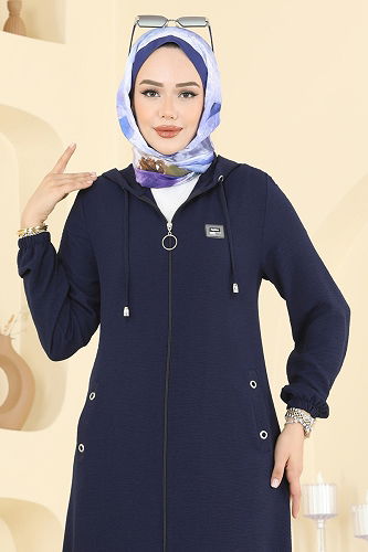 moda selvim Overcoat PL9171 Navy Blue - Thumbnail
