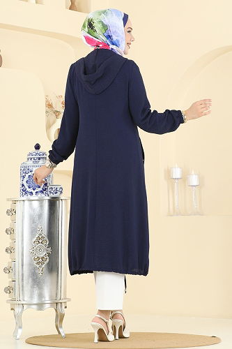 moda selvim Overcoat PL9171 Navy Blue - Thumbnail