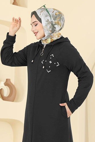 moda selvim كاب أسود PL9186 - Thumbnail