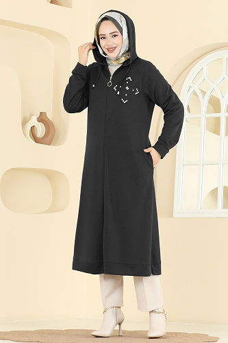 moda selvim كاب أسود PL9186 - Thumbnail