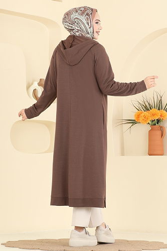 moda selvim Overcoat PL9186 Brown - Thumbnail