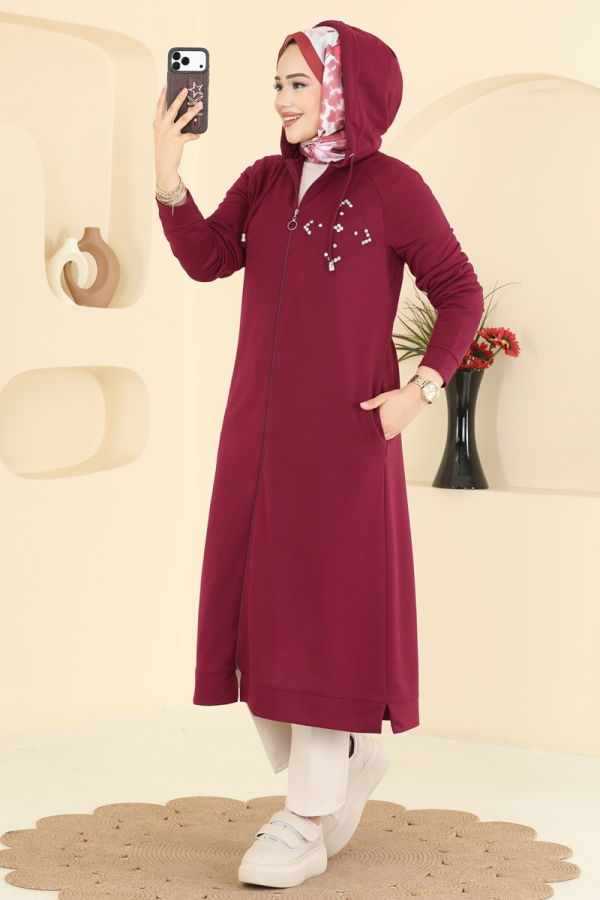 Modaselvim Overcoat / Coat Overcoat PL9186 Burgundy