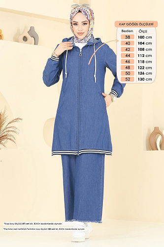 moda selvim Paçası Püsküllü Kot Takım 326MSA980 Kot - Thumbnail