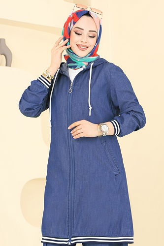 moda selvim Paçası Püsküllü Kot Takım 326MSA980 Koyu Kot - Thumbnail