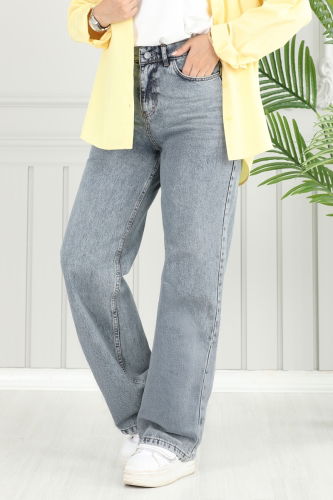 moda selvim Palazzo Kot Pantolon 4606DRN1147 Yıkamalı Kot - Thumbnail