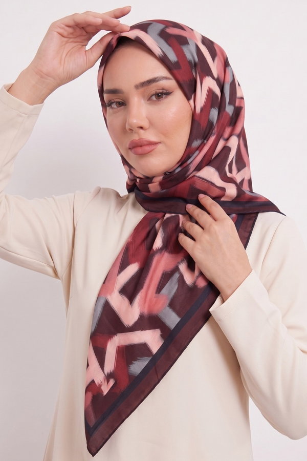 Modaselvim Eşarp Palet Desen Eşarp Serisi 314AFV475 Bordo