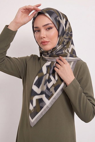 moda selvim Palet Desen Eşarp Serisi 314AFV475 Taş&Gri - Thumbnail