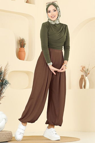 moda selvim Pants 0001ERK1158 Brown - Thumbnail