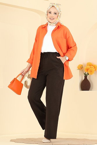 moda selvim Pants 0001ORG1169 Brown - Thumbnail