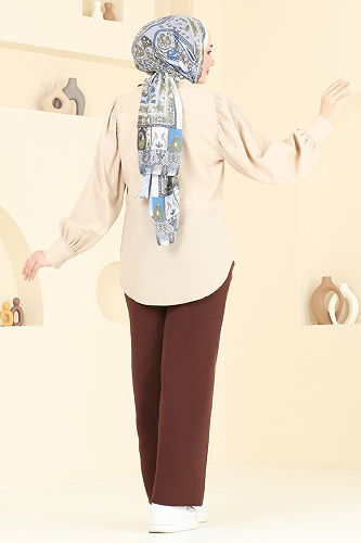 moda selvim بنطلون بني 0006MR1078 - Thumbnail