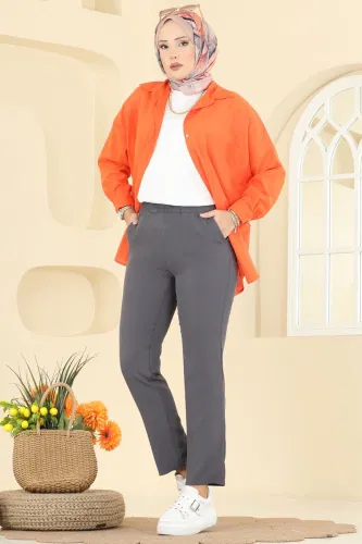 E.R.K. - بنطلون رمادي غامق 0650ERK1158