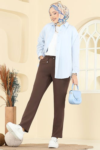 moda selvim Pants 0650ERK1158 Brown - Thumbnail