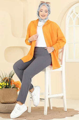 moda selvim بنطلون رمادي 0650ERK1158 - Thumbnail