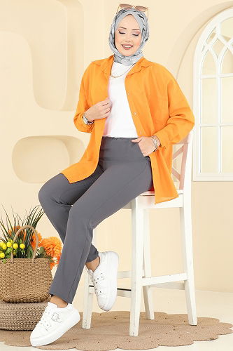 moda selvim بنطلون رمادي 0650ERK1158 - Thumbnail