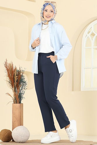 moda selvim Pants 0650ERK1158 Navy Blue - Thumbnail