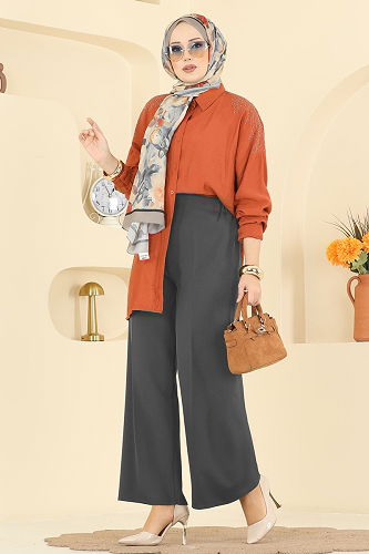 moda selvim Pants 0651ERK1158 Anthracite - Thumbnail
