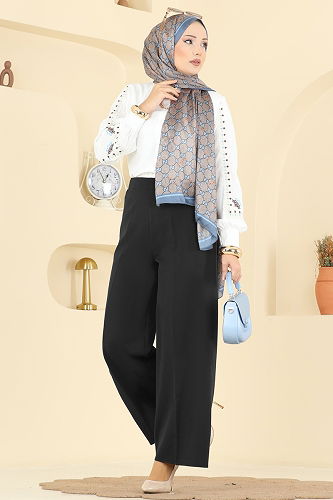 moda selvim بنطلون أسود 0651ERK1158 - Thumbnail